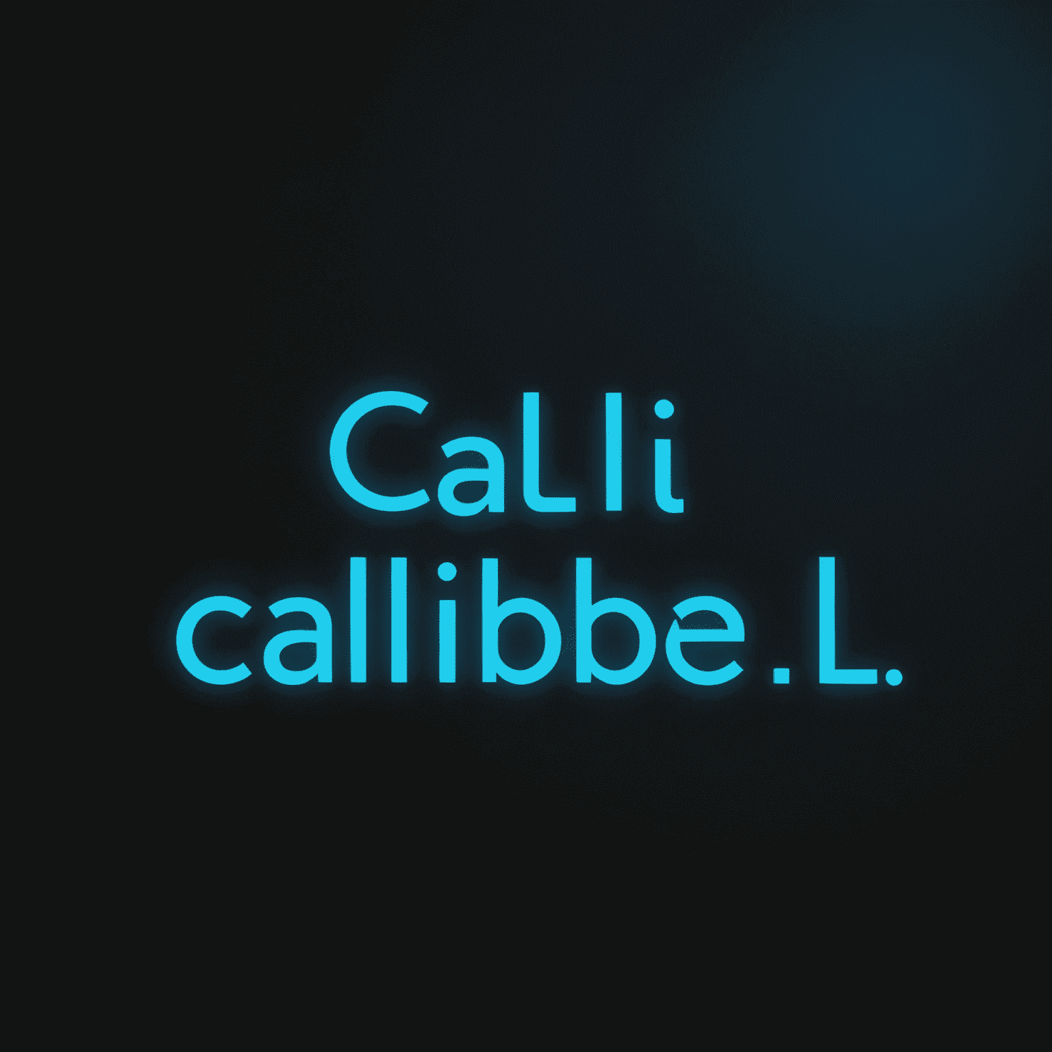 caliblii_com logo - A sleek, neon blue text on a black background