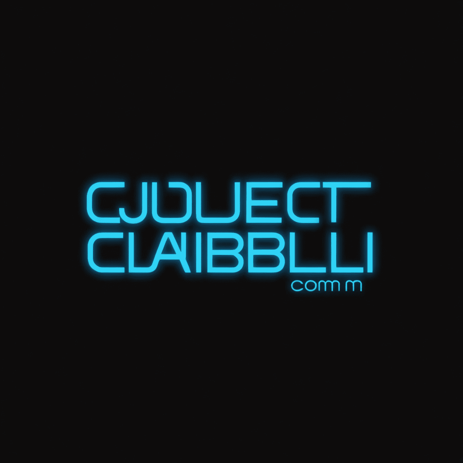 caliblii_com logo - A sleek, neon blue text on a black background